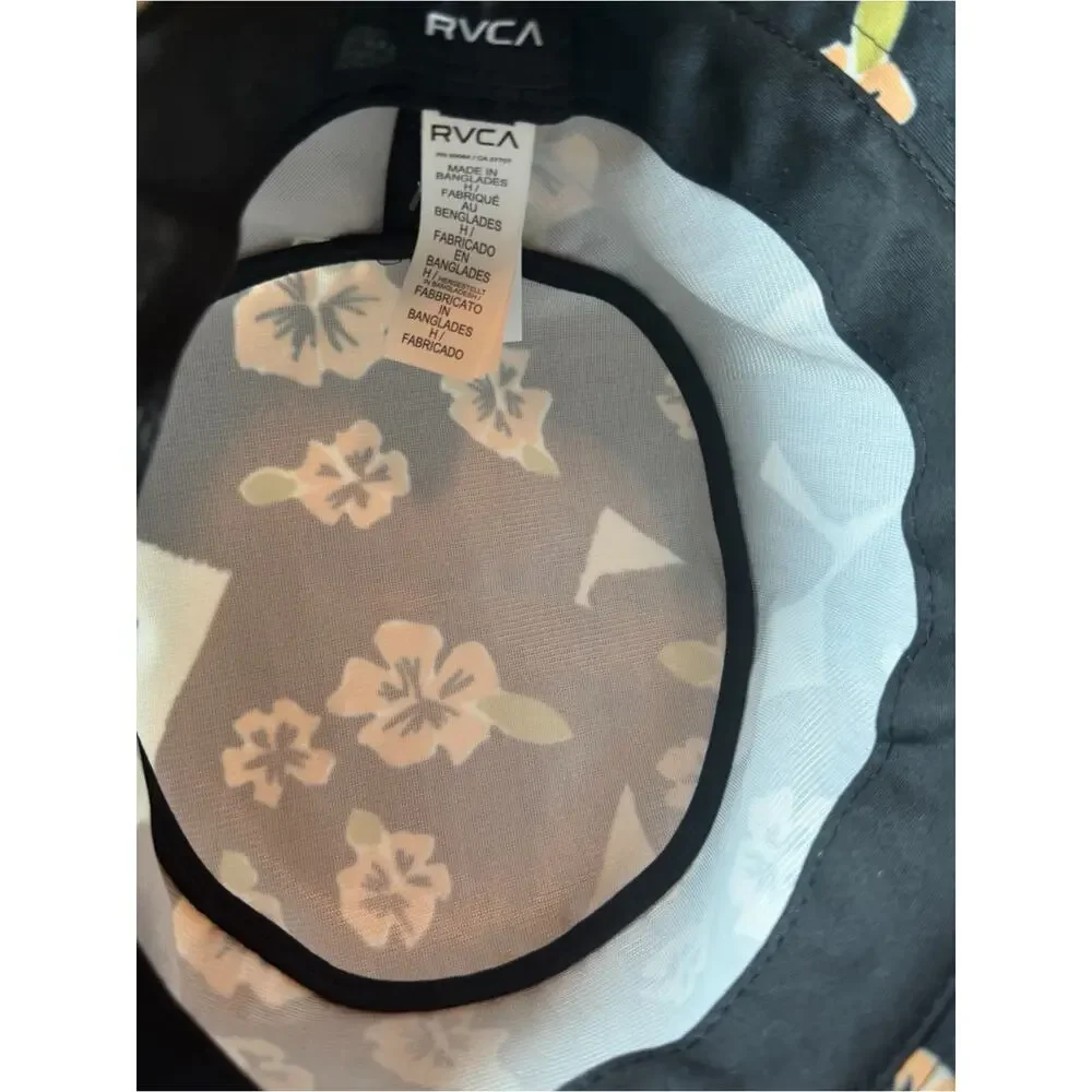 RVCA Floral Bucket Hat L/XL New With Tags Black Pop Flower Print Unisex